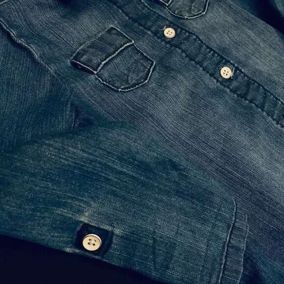 ~ Old Navy Girls 4T Denim Shirt Dress Blue Long Sleeve Jean Pockets Button Up - Picture 6 of 11